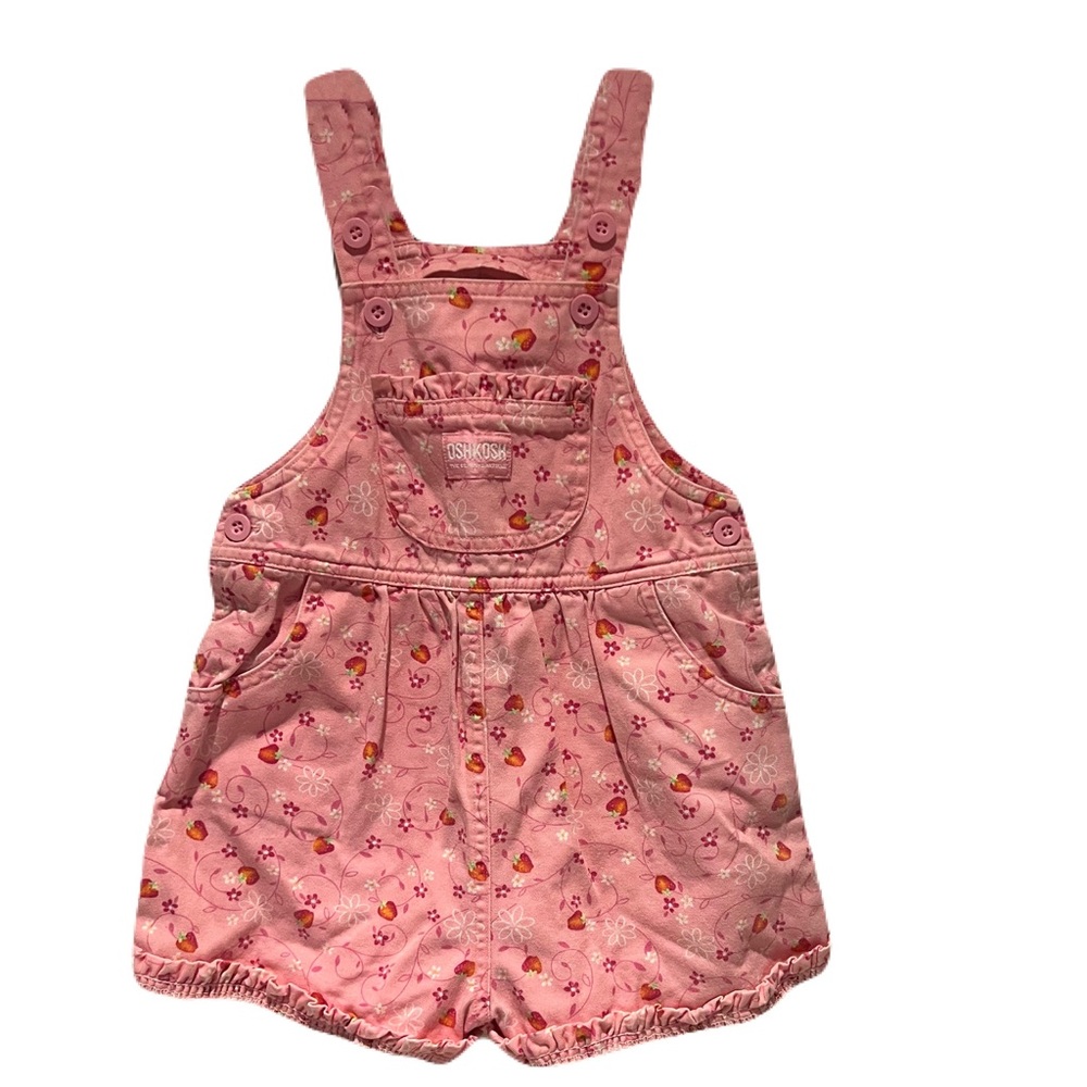 Oshkosh vintage strawberry print overall shorts